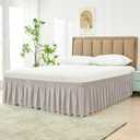 Biscaynebay Wrap Around Bed Skirts for Queen Beds with 18" Drop, Camel Grey Adjustable Elastic Dust Ruffles Easy Fit Wrinkle Resistant Silky Luxurious Fabric Machine Washable