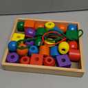 Melissa & Doug Primary Lacing Beads  30 Wooden Beads for Crafts & 2 Laces in Toy Storage Box, Small Beads for Kids Arts and Crafts Kits, Preschool Learning Toys for Girls & Boys Ages 3+