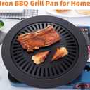 Haofy Korean BBQ Grill Pan Iron Easy to Anti Stick Round Stovetop Barbecue Grill Pan for Home Indoor Outdoor Cooking, Haofypmgriu3s8n