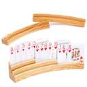 JFMkaer Curved Card Holders for Playing Cards 2PCS - Extra Long Wooden Holder With Curved & Splicing Design for Adults, Seniors, Kids