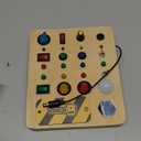 TINTECUSA Busy Board Montessori Toys for Toddler, Wooden Sensory Board Switch Toy with Shape Sorter LED Light Up Toys Educational Plane Travel Activity for Girls & Boys