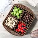 Hand-woven Storage basket, bread basket with 4 compartments