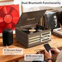 R Retrolife® Vinyl Record Player 10-in-1 Music Center Vintage Turntable,Brown Built-in Speakers,3 Speed,BT Wireless Input Output,CD Tape Cassette Player,AM FM Radio,RCA,Vinyl Recording to USB,Auto Stop 