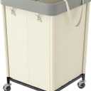 WOWLIVE 160L Rolling Laundry Hamper with Wheels, Heavy Duty Laundry Basket, Large Laundry Cart with Steel Frame and Removable Bag, Dirty Clothes Hamper for Home, Closet, Dorm, Bathroom, Beige (160L (18.318.330in))