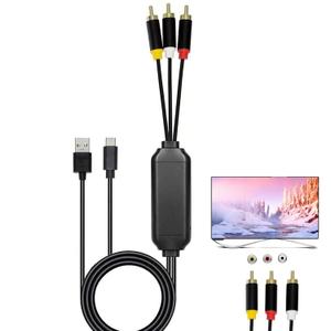 USB C to RCA Cable Adapter, 6Ft Type-C to RCA Cable with USB A(Charging),USB C Male to 3 RCA Male for TV