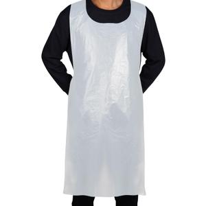 Disposable White Plastic Aprons, 46 inches x 28 inches Waterproof Polyethylene for Cooking Painting Arts n' Crafts