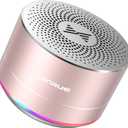 LENRUE A2 Portable Wireless Bluetooth Speaker with Lights and Lanyard,5W Mini Small Metal Speakers Bluetooth 5.0/Aux-in for iPhone Android Home Outdoor, Gifts for Women/Girls (Rose Gold)