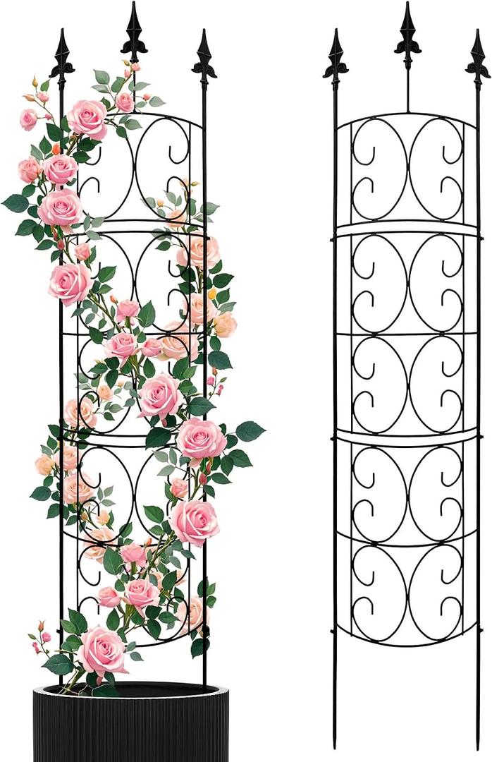 2 Pack 56.7'' H x 12'' W Garden Trellis for Climbing Plants Outdoor, Rustproof Metal Garden Flower Trellis, Rose Trellis for Outdoor Indoor Climbing Plants Clematis Vines Flowers Potted Plants, Tomato