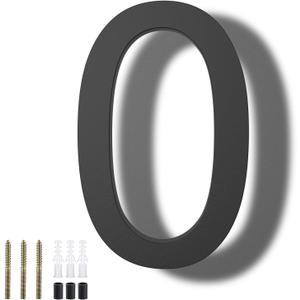 DEWEL 8 inch Floating Large House Numbers for Outside, Black Modern House Address Numbers Decor for 911 Visibility Signage with Nail Kits (House Number 0)