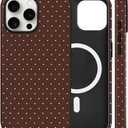 Magnetic for iPhone 13/14 Case Cute Polka Dot Phone Case, Shockproof Slim TPU and Hard PC Protective Phone Cover Compatible with MagSafe Designed for Women Girls, Brown