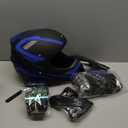 Youth Dirt Bike Helmet Set Includes Gloves, Goggles, Mask, Ideal Helmet for Kids 8-14, Premium Safety Gear for Dirt Bike Helmets Enthusiasts - DOT Approved (Dark Blue,M)