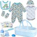 13 Pcs Reborn Baby Doll Clothes Dinosaur for 17-22 Inch Reborn Dolls Accessories Bodysuits +Bassinet+ Diaper Newborn Baby Doll Clothes Boy