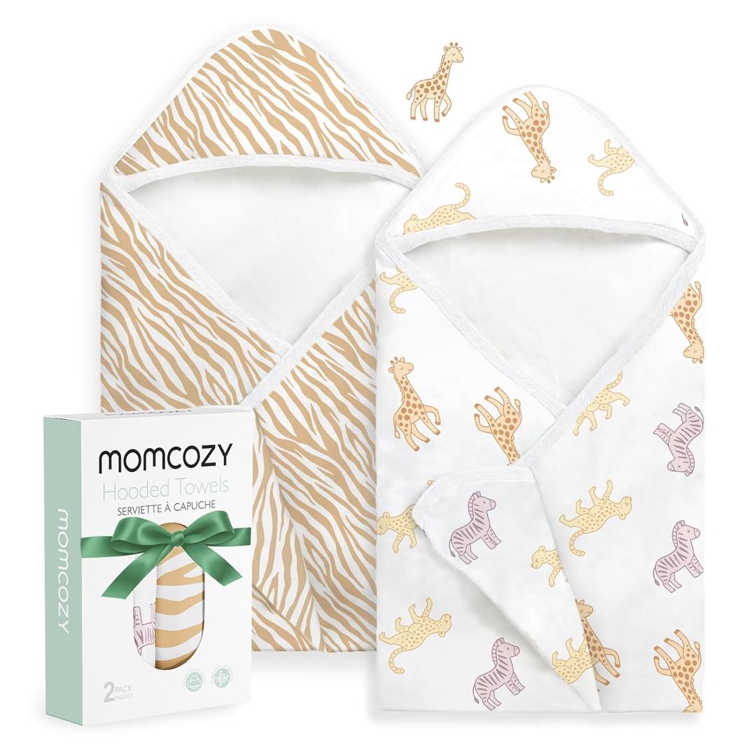 Momcozy Baby Towel with Hooded - Ultra Soft & Absorbent Large Bath Towel Set for Comfort & Gentle on Baby's Skin - Shower Gift & Bath Essential & Baby Registry Search for Newborn,Infant,Toddler,Kids