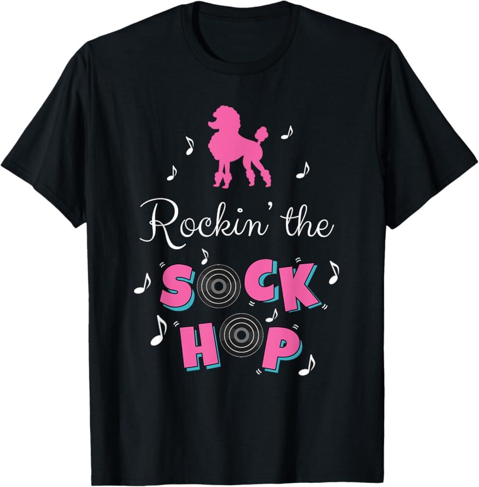 Sock Hop Costume Girls Women Pink Poodle T-Shirt XS