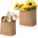 Boao 2 Pack Hanging Basket for Front Door Seagrass Wall Basket Hand Woven Different Sizes to Hold Flowers and Mail Wall Mounted Racks Storage Organize for Home Garden Farmhouse(Retro Color)