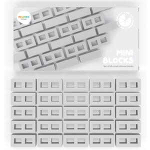 25 x Mini Blocks for Kids Construction | Silicone Tiny Bricks for Play | Kids Blocks For Small World Play | Sensory Play Small World Toys | Suitable for 2 years Plus | Tuff Tray Accessories
