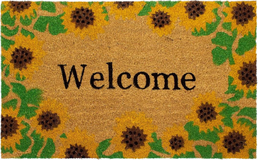 Storm Stopper – Doormat Welcome Starfish & Stripes All Weather Heavy Duty Mat 100% Natural Coir Face Non-Slip Outdoor Home Décor Absorbent, Fade Resistant & Pet Friendly 18” x 28”