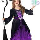 Morph Witch Costume For Girls Toddler, Halloween Costume For Girls, Witch Costume Kids Halloween, Witch Costume Kids Girls (3-4 years, Purple)