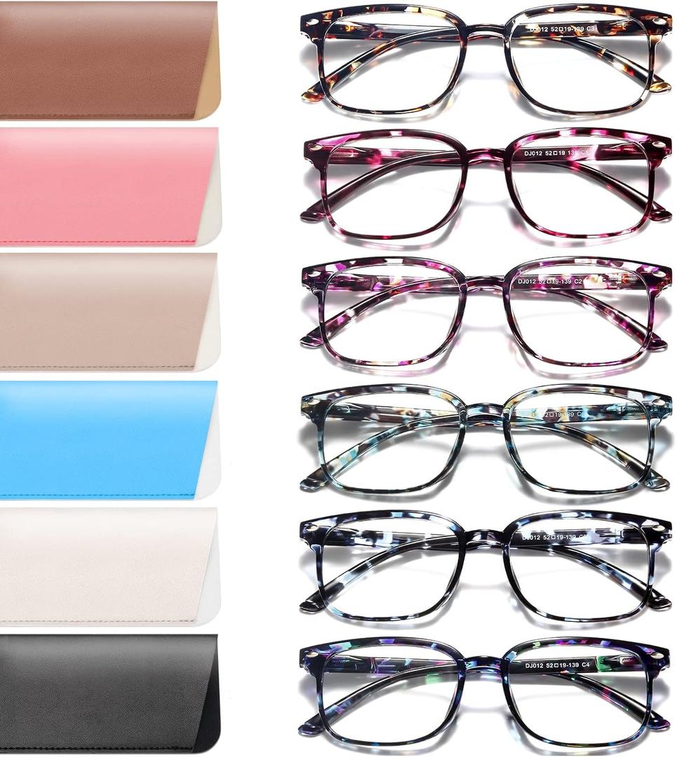 NOVIVON 6 Pack Reading Glasses Blue Light Blocking for Women Men, Lightweight Anti Eyestrain/ Glare Computer Readers (6 Pack Multicolor, 2.5)