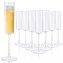 Ciaell 36 Pack Plastic Champagne Flutes - 6 Oz Disposable Champagne Glasses - Square Clear Plastic Toasting Glasses for Party Birthday Anniversary Wedding