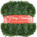 1 Pcs 50 Foot Christmas Garland for Indoor and Outdoor Decor -Thick & Fluffy Artificial Greenery Soft Garland for Fireplace, Staircase, Holiday & Wedding Decoration
