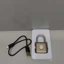 Pothunder Fingerprint Smart Padlock Lock, Biometric Metal Keyless Thumbprint Lock, Waterproof, USB Rechargeable, for Gym Locker, School Locker, Luggage, Backpack, Suitcase(Gray) (Gold)