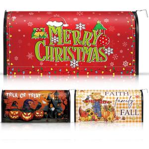 4 x 3 Pcs Seasonal Magnetic Mailbox Covers 18x21inch Mail Box Cover Standard Size Post Box Decor for Halloween Thanksgiving Christmas Mailbox Garden Yard Outdoor Decor(Novel)