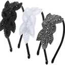 Tweruna 3 PCS 1920s Headbands for Women, Vintage Flapper Headband, 20s Headpiece Rhinestone Beaded Leaf Flapper Hairband Accessories for Women Christmas Costume Prom Party