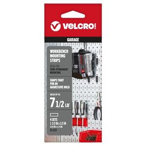VELCRO Brand Workbench Mounting Strips with Adhesive | Garage Organization | Strong Hook to Hook Locking Fastener for Semi-Permanent Applications | 1-1/2in x 1in Strips, 3 Sets, Black And Screwdriver