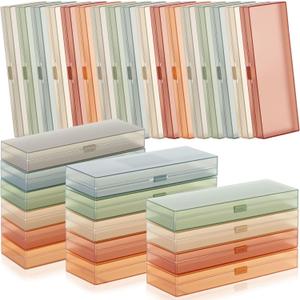 Fainne 36 Pcs Plastic Pencil Case Bulk Plastic Pencil Boxes Frosted Pens Holder with Hinged Lid and Snap Closure for Stationery Organizer School Office (Morandi Color)