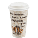 Amazon Basics To Go Hot Paper Coffee Cups with Lids, 16 oz, Café Design,