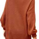 Imily Bela Womens Oversized Tunic Sweaters Fall Slouchy Long Sleeve Ribbed Knit Side Slit Pullover Jumper (Orange)