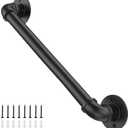 Willstar 4FT Industrial Staircase Handrail Non-Slip Pipe Bar Foot Rail Wall Mount Stair Rail Vintage Grab Bar for Steps Black Iron Pipe Handrail for Outdoor Indoor Stairs Loft Porch Hand Rail (4ft)