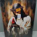 Jesus and Cardinal Canvas Wall Art Jesus with Cardinalis Painting Decor Picture Christian God Red Birds Posters Prints for Dining Living Prayer Room Kitchen Church Wall Bedroom Decoration