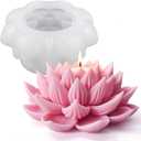 3D Lotus Candle Molds for Candle Making Supplies Flower Silicone Mold for Scented Candles Soap Making DIY Plaster Aromatherapy Candles Home Decor Floral Silicone Molds for Resin Epoxy Cement Gypsum