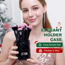 Bueart Design 18Pcs Pro Deluxe Fuchsia Pink Black Makeup Brushes set with Travel Make up Brush Holder case Foundation concealer contour Blush eyeshadow face make up brush set