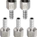 HARFINGTON 5pcs Stainless Steel Barbed Fitting 1/4" NPT Female to 1/4" Hose ID for Home Brew Pipe Fitting Direct Thread Connector Durable Construction