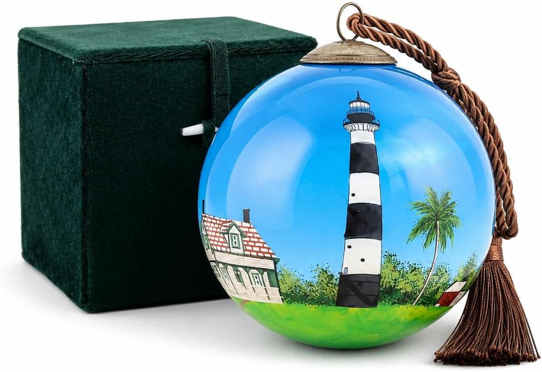LiBien Santa Beach Inside Painted Glass Ornament - 3.15'' Hand Art Collectible - Tropical Summer Decor for Beach Lovers, Birthdays, Mother's Day & Coastal Home
