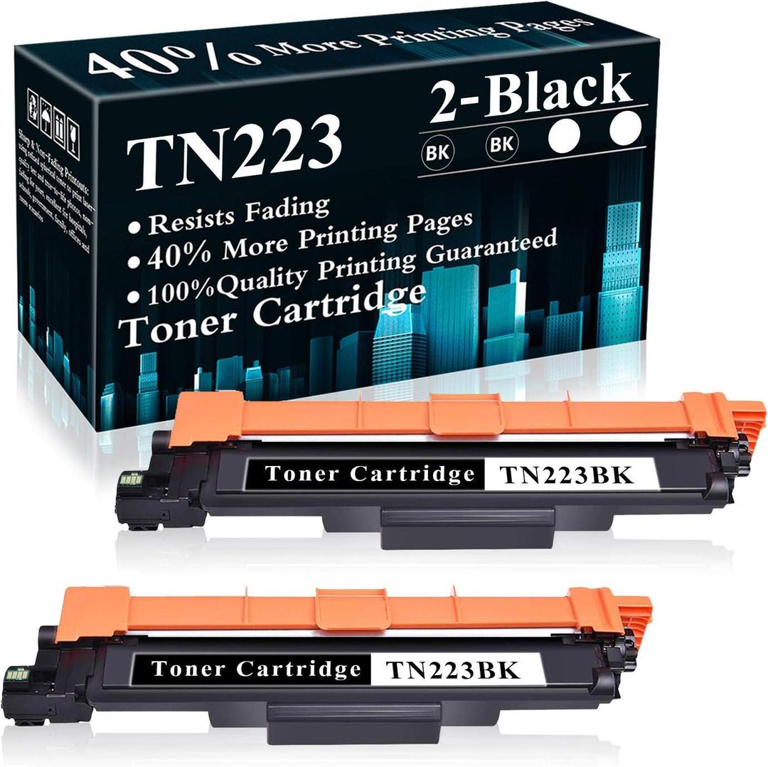 2 Black TN223 / TN223BK Toner Cartridge Replacement for Brother MFC-L3770CDW L3710CW L3750CDW L3730CDW HL-3210CW 3230CDW 3270CDW 3290CDW DCP-L3510CDW L3550CDW Printer,Sold by TopInk