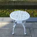 KAILI Outdoor Cast Aluminum Side Table Patio Side Table Backyard, Pool, Indoor, Easy Maintenance and Weather Resistant Coffee Table Porch Table Bistro Table (18.5round-White)