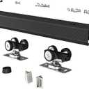 Pocket Door Hardware and Track Set, 96Inch Sliding Door Aluminium Alloy Box Rail Hardware for Single Wooden Door,Black, PD-8Feet-B
