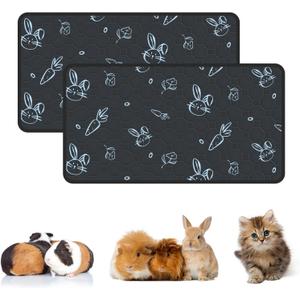 2-Pack Guinea Pig Cage Liner Washable, 16in x 30in Ultra-Absorbent Guinea Pig Bedding for Cage Non-Slip Leak-Proof Pee Pads for Dogs Rabbit Bunny Cat Litter Mat, Navy