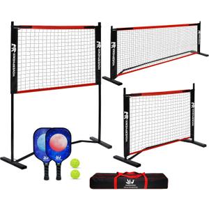 Hoverphenix 10FT Mini Pickleball Net, 4FT Adjustable Height Dink Training Rebounder Net with Paddles Set of 2, Pickleballs and Carry Bag for Outdoor Indoor Driveway Game, Easy Setup