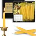 20 Min Beeswax Meditation Candles  30 Pack, Includes Mini Candle Holder & 12 Wax Dots, Slow Burn, Natural Unscented, Yoga Prayer Mindfulness & Relaxation