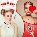 party greeting Valentine's Day Queen Costume Accessories Valentines Party Accessories Gold Queen Crown Headband Choker Wand Red Hearts Earrings Costume Kit for Valentine's Day Cosplay Carnival