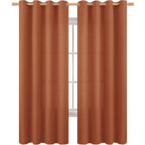 BGment Faux Linen Curtains 90 Inches Long Set of 2 Panels, Living Room Long Curtains Burlap Textured Thick Light Filtering Privacy Grommet Window Treatments, 52 x 90 Inch, Terracotta