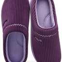 House Slippers for Women with Arch Support | Memory Foam Non-Slip, Two Tone Embroidered Soft Home Slippers, All Season Comfort (8, Purple)