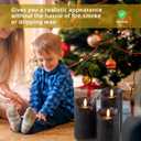 Pack of 3 Black Regular Textured LED Flameless Flickering Battery Operated Candles with Remote and Timer, Real Wax Pillar Candles for Festival Wedding Halloween Christmas Home Party Decor