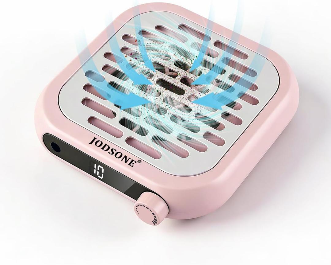 JODSONE 6000RPM Mini Nail Dust Collector Low Noise Powerful Suction Portable Nail Salon with 30 Filters Pink