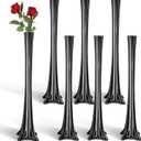 Roshtia 6 Pcs Eiffel Tower Vase Bulk 16 Inch Flute Vases Tall Glass Long Skinny Base Glass for Wedding Centerpiece Flowers Home Table Decorations Formal Dinners (Black)